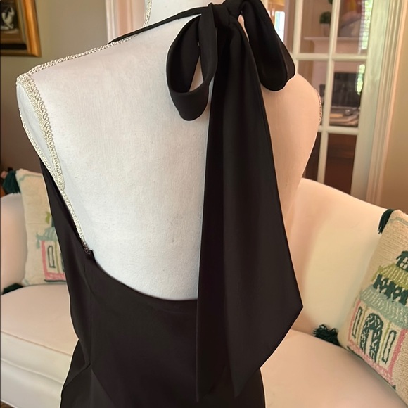 NWT CUSHNIE Black Slip Dress Size 6 - Bow at Back Neck - Picture 5 of 8